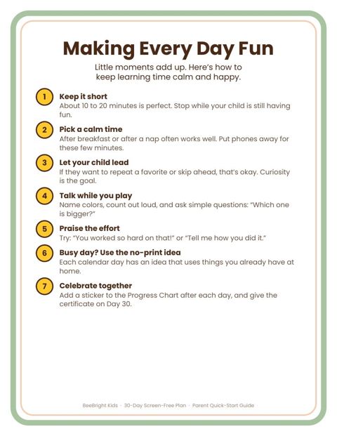 A page from the Parent Quick-Start Guide