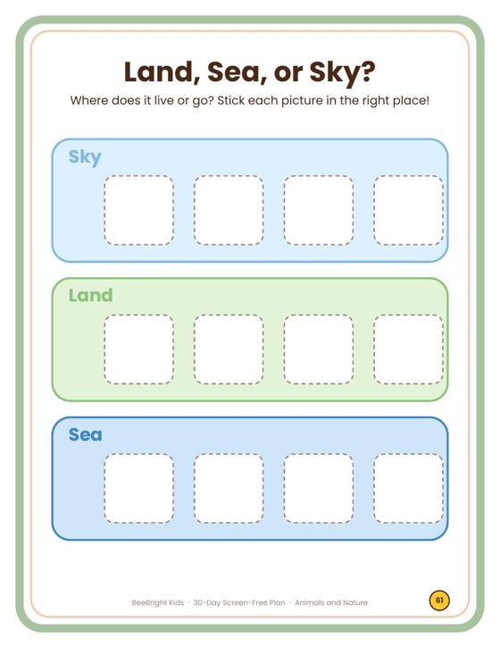 Land, Sea, or Sky? page
