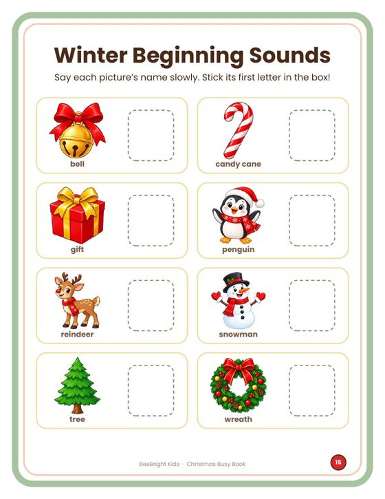 Winter Beginning Sounds page