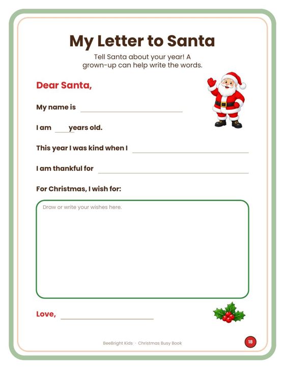 Letter to Santa page
