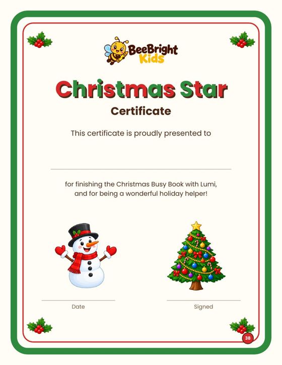 Christmas Star Certificate page